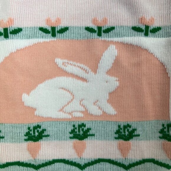 70s/80s Vintage Winona Knits Sweater Bunny Flowers Ribbed Women's Size‎ Large - Picture 10 of 12